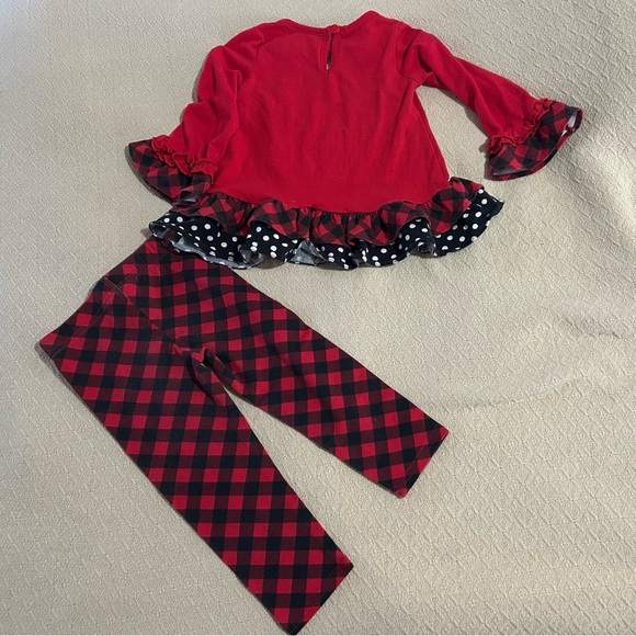 Emily Rose Red Plaid Ruffle Santa Top and pants size 18 mos - Picture 5 of 5